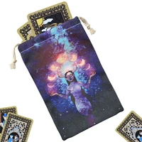 tarot storage pouch tarot deck bag phase of the moon printed tarot rune dice bag tarot drawstring storage bag jewelry pouch for