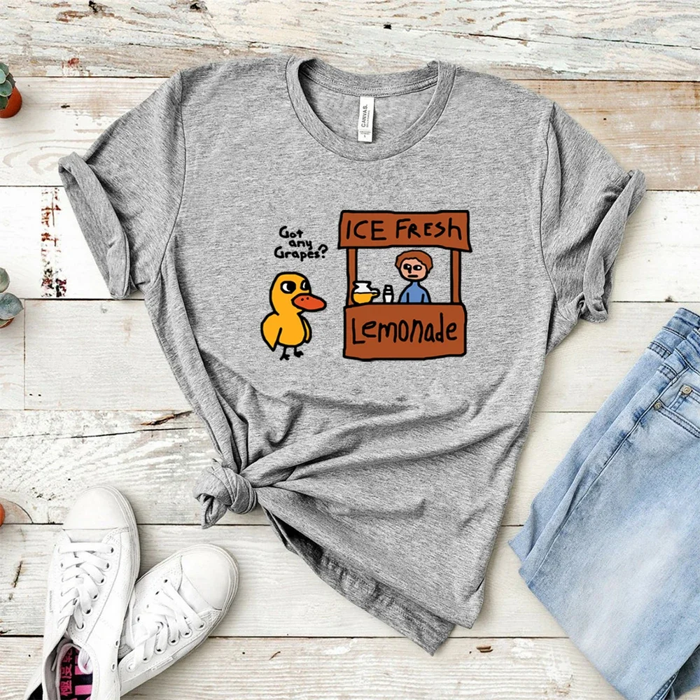 Фото Футболка Duck Song с принтом «Got Any Grapes Ice Fresh Homemade Lemonade Stand Meme», забавная культовая футболка с уткой с YouTube, хипстерский топ №2