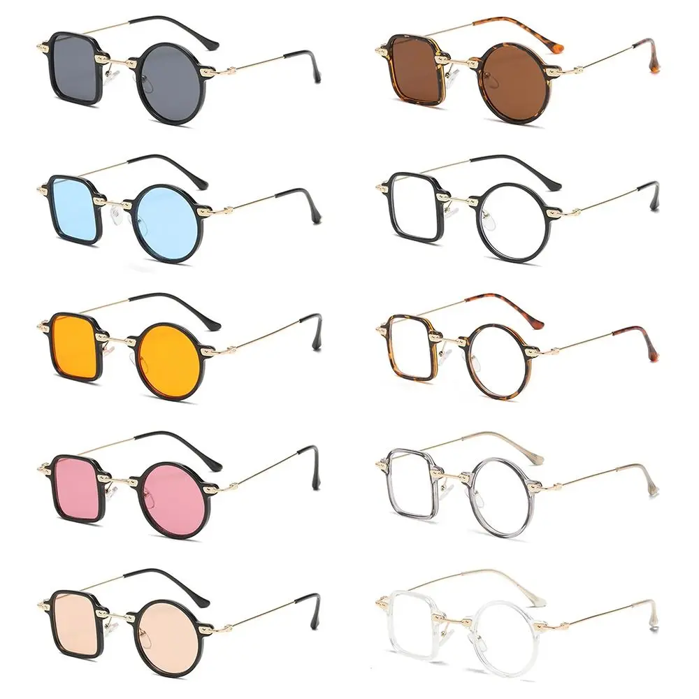 Ретро UV400 квадратные круглые солнцезащитные очки прозрачные уникальные мужские