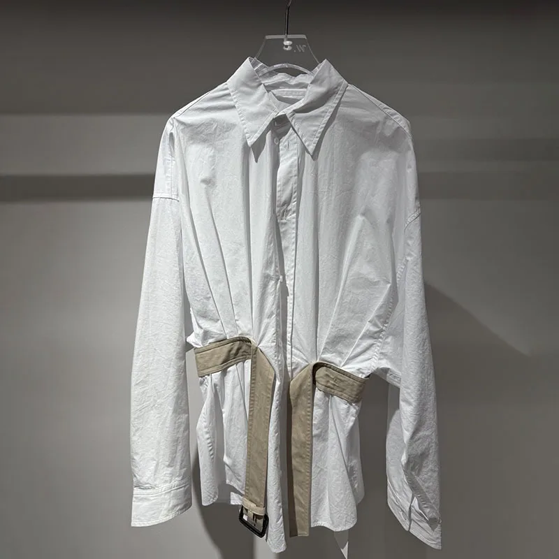 Женская одеждаingy2k осенне-зимние свободные женские рубашки с лацканами и пряжкой