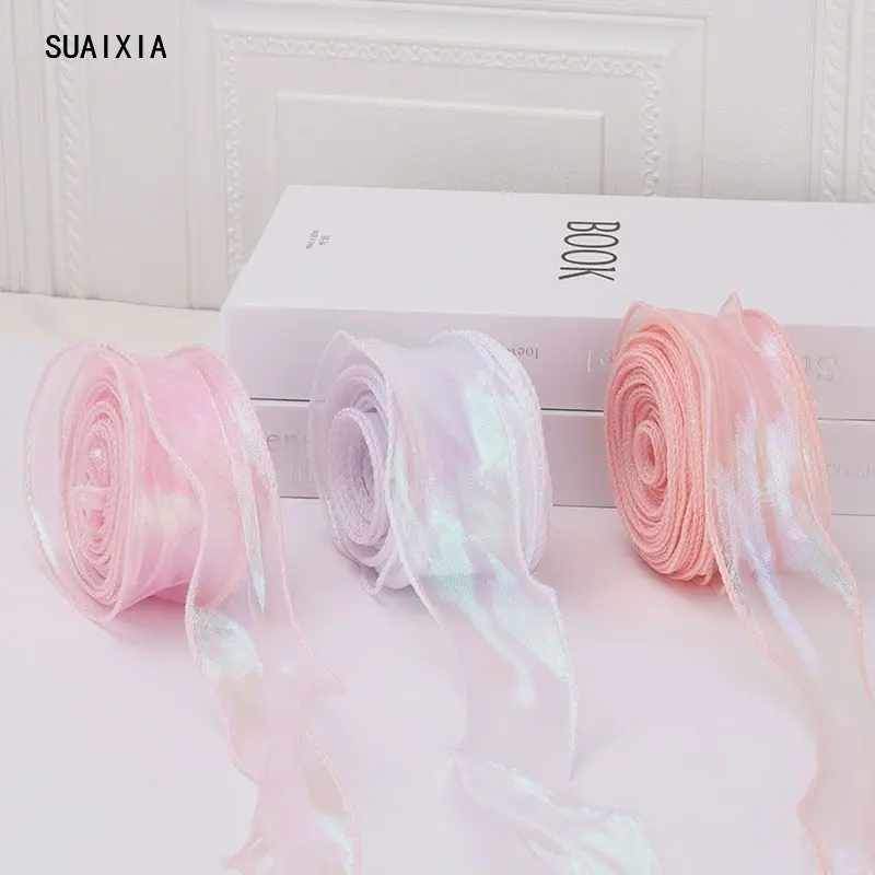 

Лента рыбий хвост 4 см X 9 м с золотыми краями, лента с перекрывающимися искусственными цветами, Упаковочная Подарочная коробка, головной убор, бант, аксессуары для волос