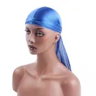 Шелковая атласная бандана Durag для мужчин, шапка с очень длинным хвостом, шапка-тюрбан, модная Байкерская повязка на голову, тюрбан, шелковистая резинка для мужчин