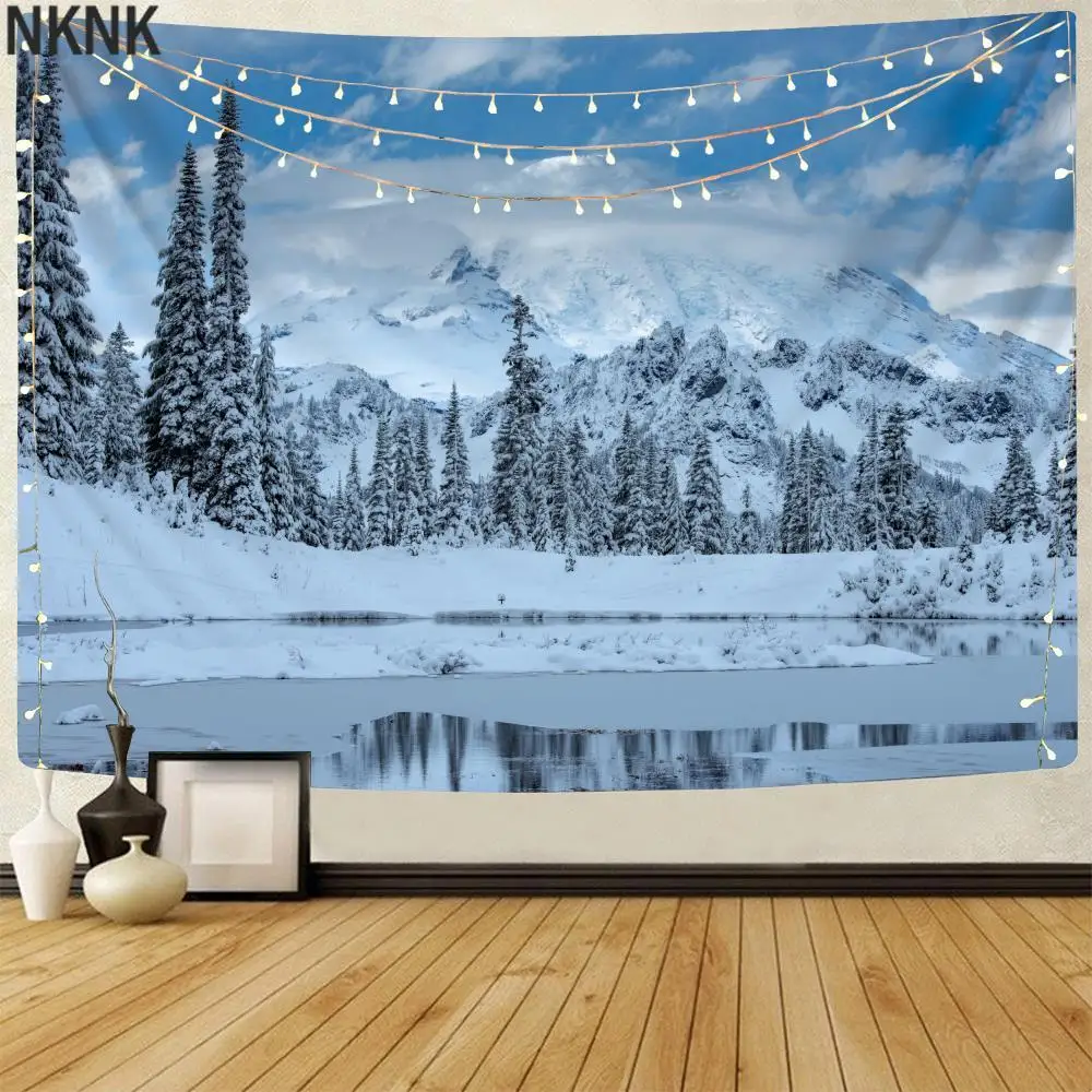 

Настенная Мандала NKNK с 3D-принтом, зимнее украшение для дома с изображением гор снега, из полиэстера