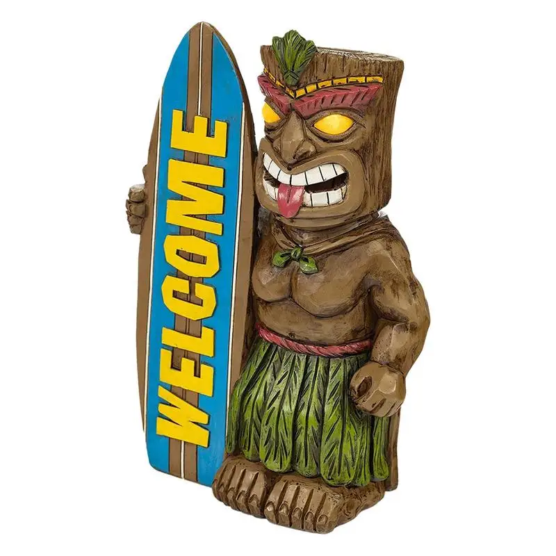 

Statue Garden Decor Hawaiian Totem Figurine Ornaments Resin Material Outdoor Totem Surfboard Decorations For Walkway Patio