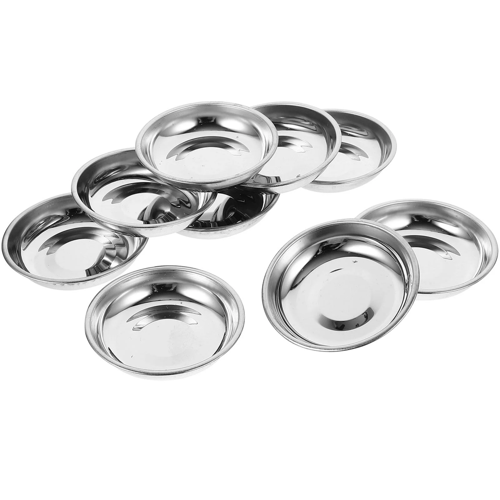 

10 Pcs Stainless Steel Plate Individual Chips Sauce Dishes Appetizer Serving Dessert Snack Cup Spice Gear