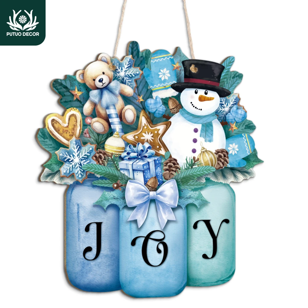 Украшение Putuo 1 шт. рождественское синее деревянное украшение настенный Декор для