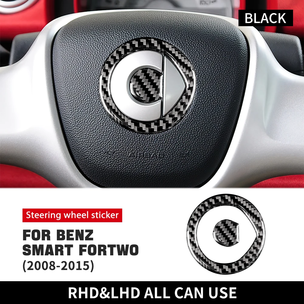 

Наклейка из углеродного волокна для Mercedes Benz Smart 451 Fortwo 2008-2015, аксессуары, украшение чехла на руль, Стайлинг автомобиля