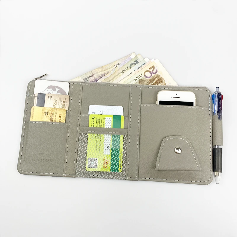 

Car Sun Visor Organizer Pocket Leather Sunshade Clip Storage Bags Card Glassed Pen Clip Cash Holder Stowing Tidying Accessories
