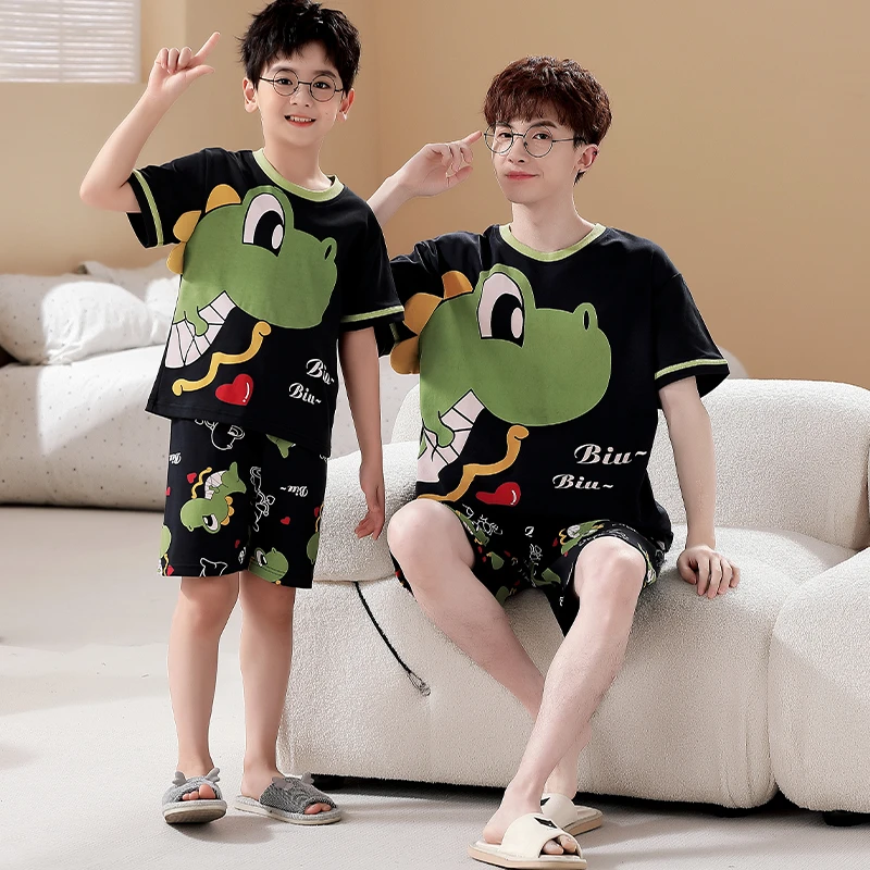 Parent-Child Pajamas Summer Adult Children Sleepwear Cartoon Koala Kawaii Women Men Anime Pyjamas Korean Cotton Nightgown