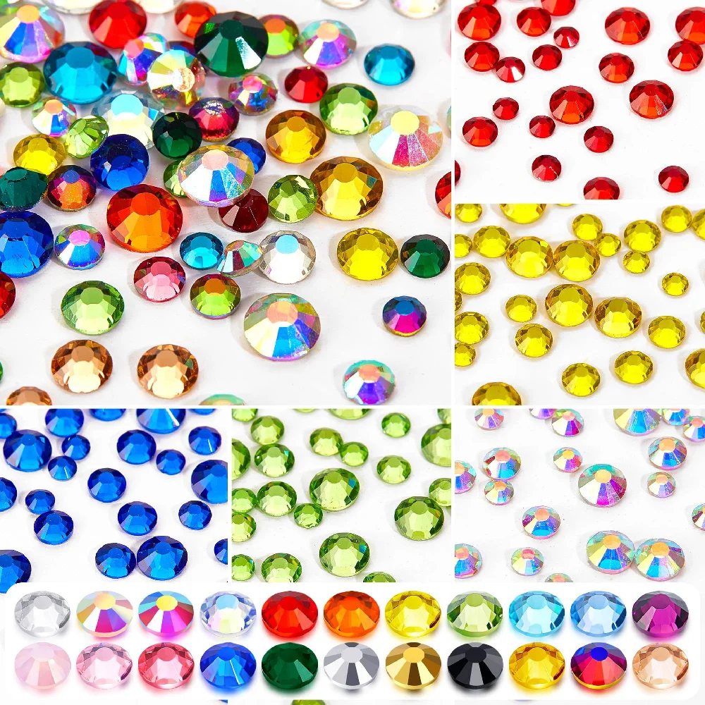 

Ss4-ss20 Multicolor Glass Rhinestone Czech Diamond Flat Bottom Diamond Nail Accessories DIY Handmade Clothing Apparel Super Flas