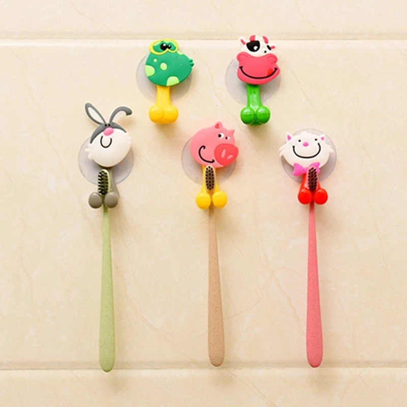 

Cartoon Animal Family Sucker Toothpaste Toothbrush Wall-Mounted Suction Cup Antibacterial Holder Home Bathroom Hook Organizer