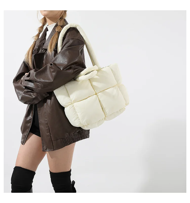 Мягкая клетчатая сумка на плечо модная женская пушистая сумка-тоут новая большая