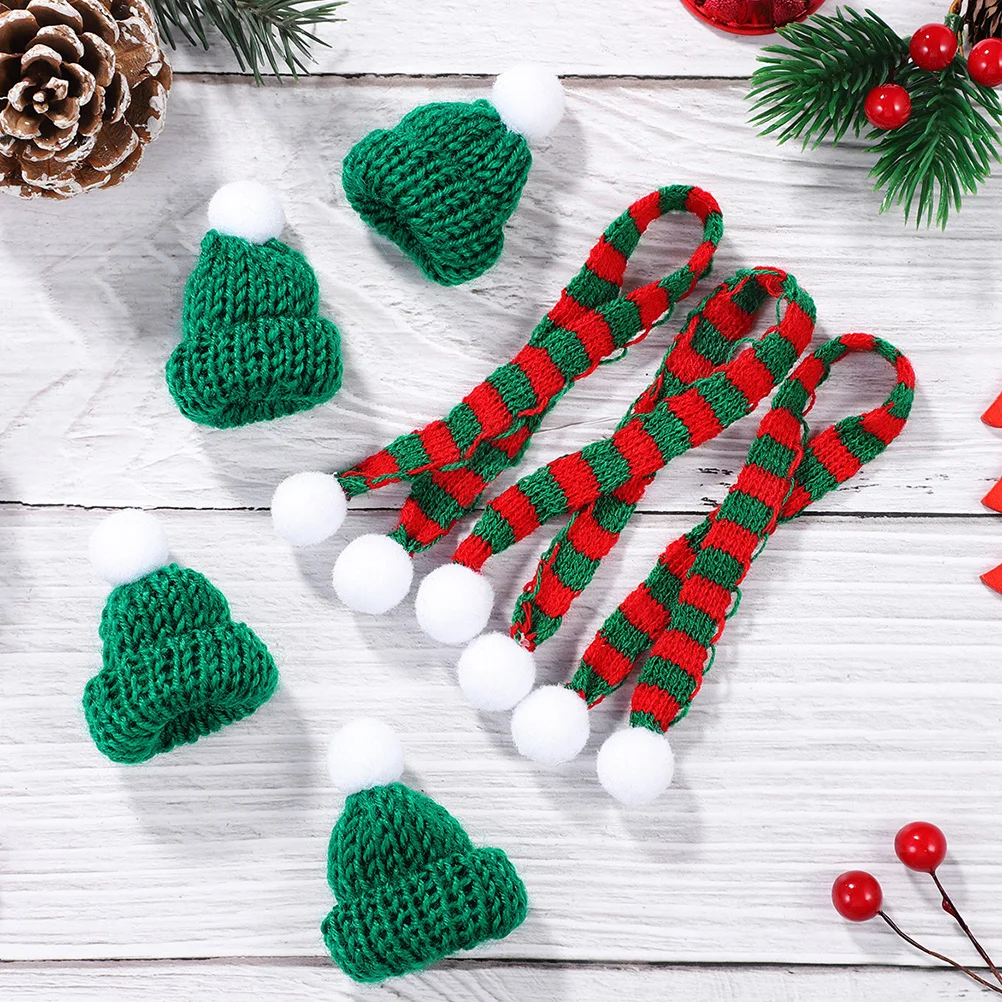 

Christmas Mini Hat Santa Decor Hatscraft Ornament Bottle Claus Xmas Knitted Lollipop Cap Small Knit Diy Ornaments Wool Yarn