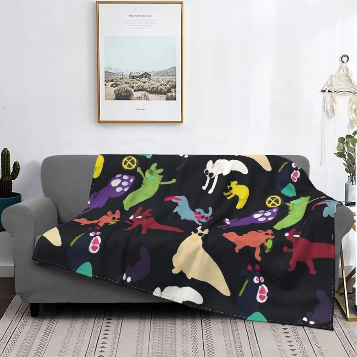 Игровое одеяло с рисунком Rain World Slugcats фланелевое осенне-зимнее портативное