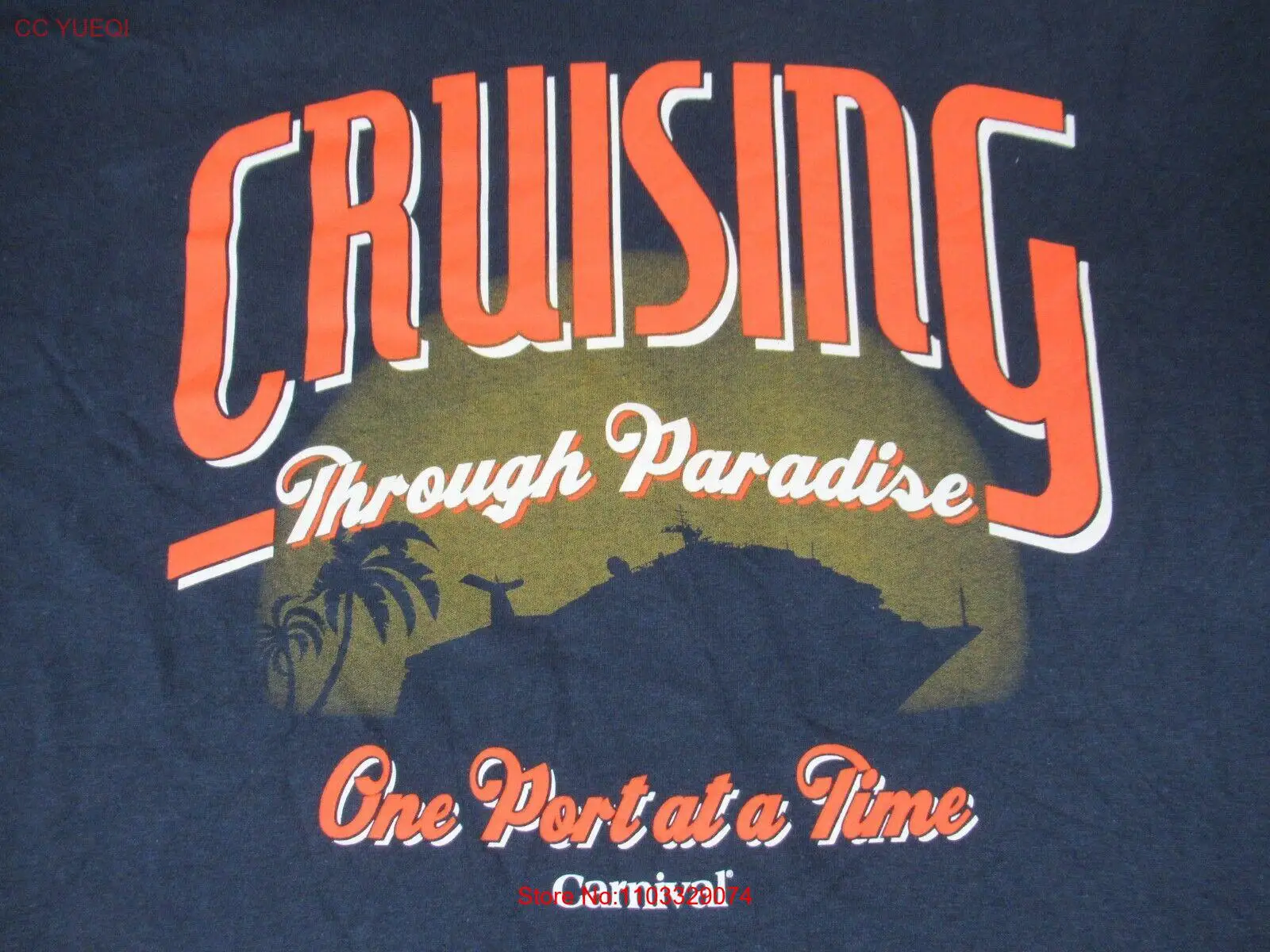 NWT CARNIVAL CRUSING THROUGH LIFE один порт за раз-синяя футболка большого размера F1833