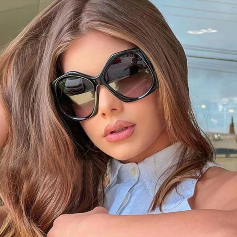 

Irregular Oversized Sunglasses For Women New Luxury Brand Fashion Sun Glasses Female Black Big Shades Eyewear UV400