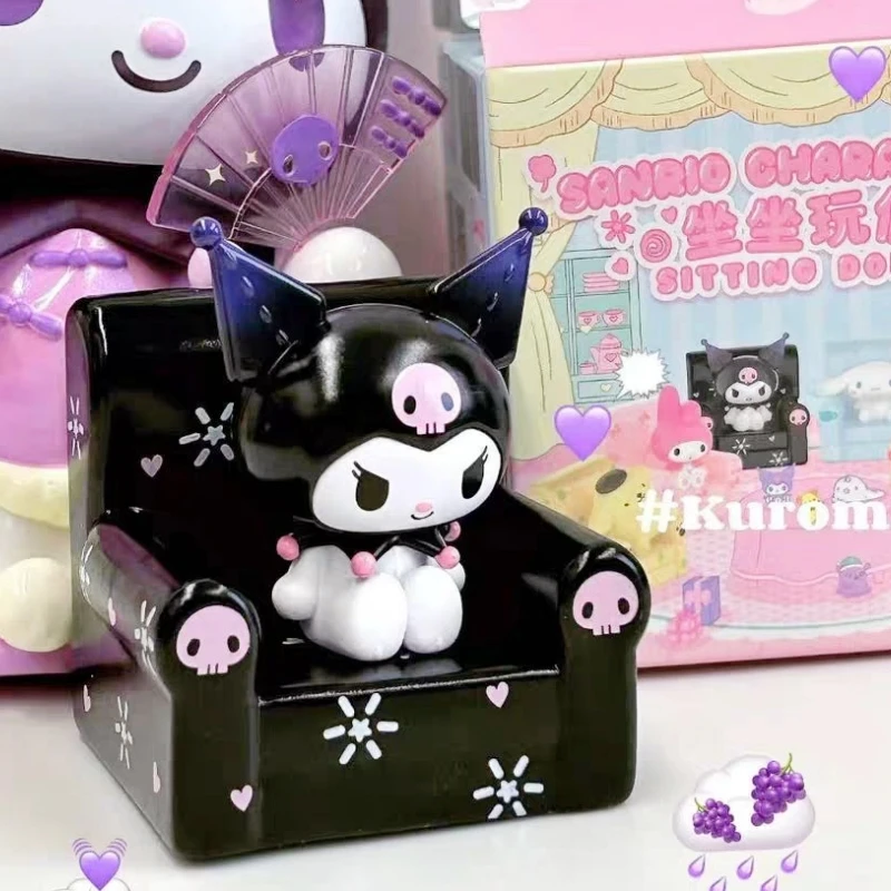 

Новинка Sanrio Kawaii глухая коробка Сидящая кукла серия Cinnamoroll Kuromi Mymelody Hellokitty таинственная коробка сюрпризов Фигурки игрушки модель