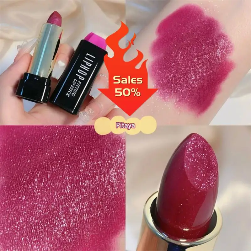 

7 Colors Waterproof Nude Glitter Lipstick Makeup Long Lasting Velve Red Sexy Shimmer Lip Stick Shiny Lipstick Makeup Cosmetics