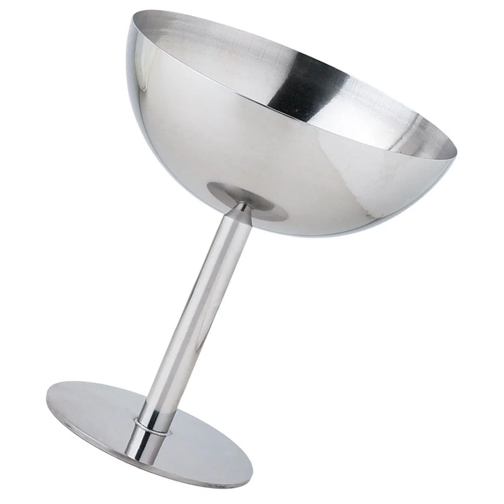 

Red Glass Fruit Salad Bowl Ice Cream Holder Stainless Cups Dessert Container