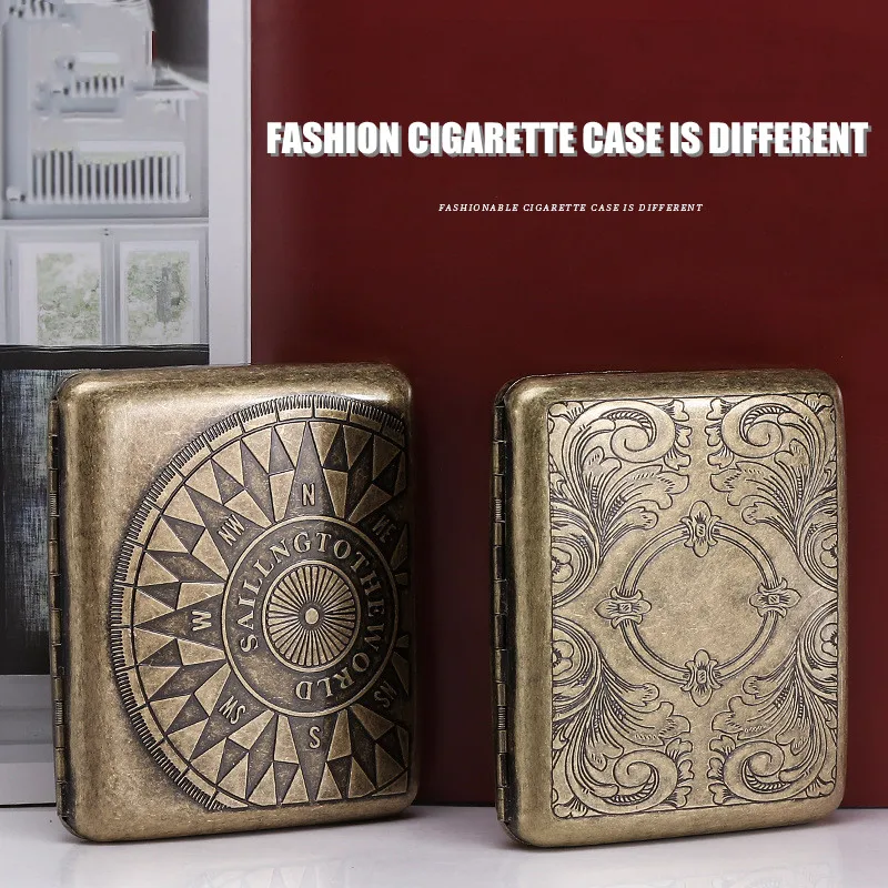 

Vintage Cigarette Tobacco Case Box For 20 Cigarette Metal Pocket Cigarette Holder Smoking Accessories Gifts Gadgets for Men