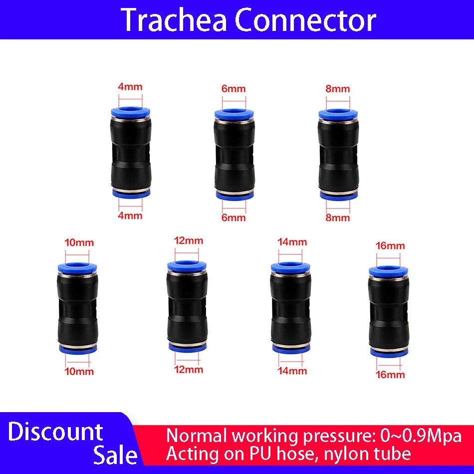 

4-16MM In-line Quick Trachea Connector Straight Push Plastic Connector PU Plastic Air water Hose Complete Specifications