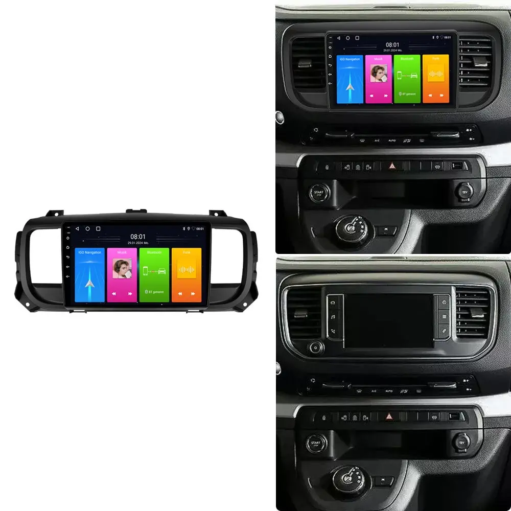 Автомагнитола Android 9 дюймов с Wi-Fi carplay GPS-навигацией для Toyota Proace Verso Bus MPY 2018/06-2024/12