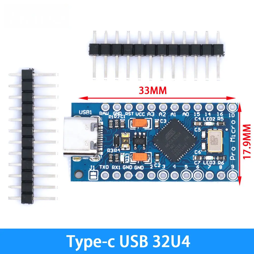 Модуль MICRO/TYPE-C USB ATMEGA32U4 плата 5 В 16 МГц для контроллера Arduino ATMEGA32U4-AU/MU Pro-Micro замена Pro