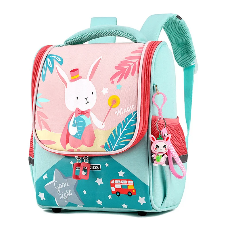 

Школьный рюкзак для девочек 1 класса, Детские ранцы с милым мультяшным Кроликом, детская ортопедическая сумка