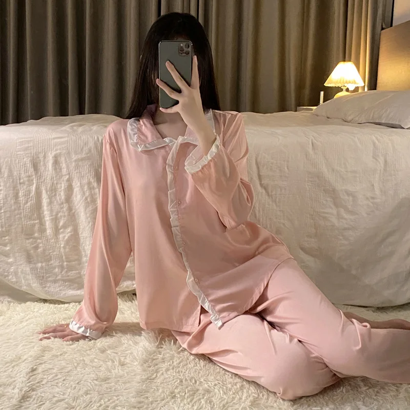 Женский костюм из двух предметов зимняя теплая пижама с длинным рукавом