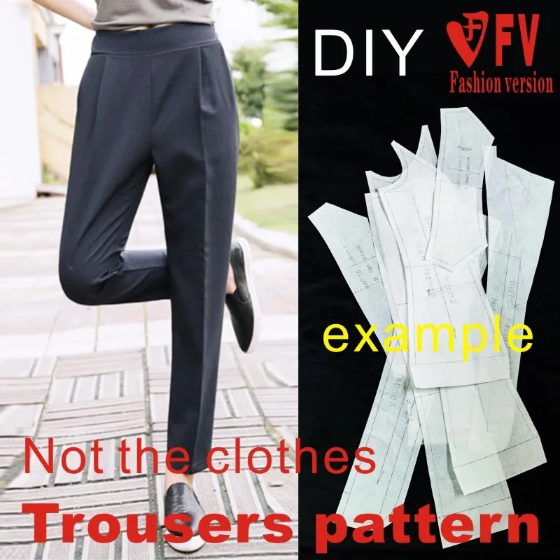 

Высокая талия штаны-шаровары Узор Женский почвы без молнии Облегающие штаны дизайн одежды швейная рисунки BCK-40