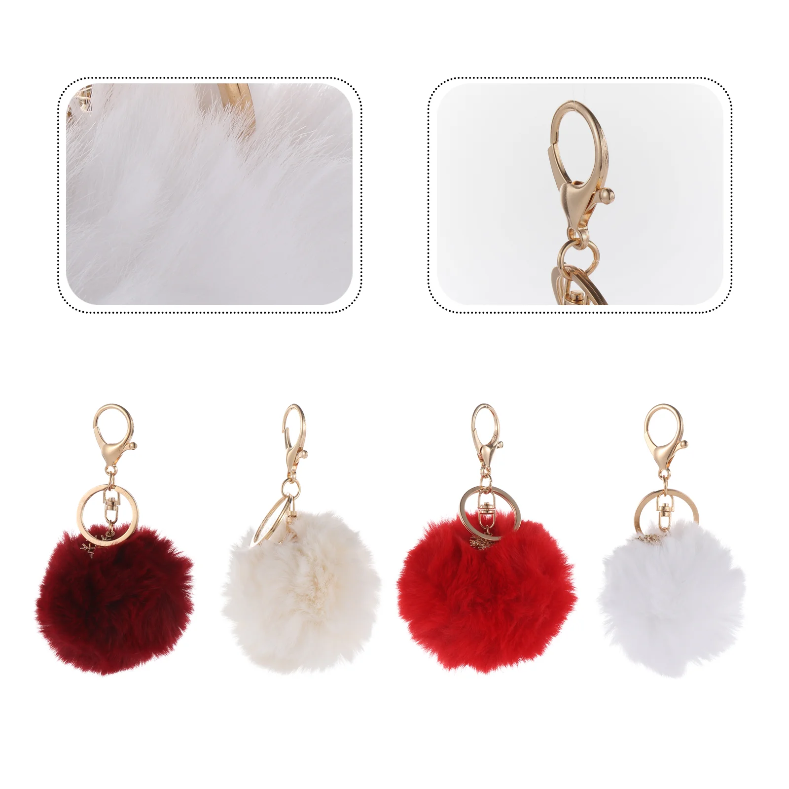 

Keychain Key Pom Christmas Pendantringcharms Fluffy Poms Snowflake Handbag Chain Plush Charm Keyrings Rings Furry Soft Fur Purse