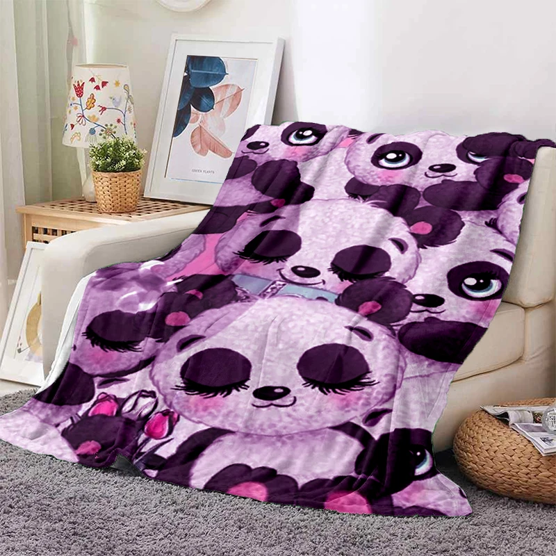 

3D Printed Panda Blanket Soft Plush Flannel Throws Blankets for Sofa Bed Couch Best Gifts All Season Light Bedroom Warm Decke