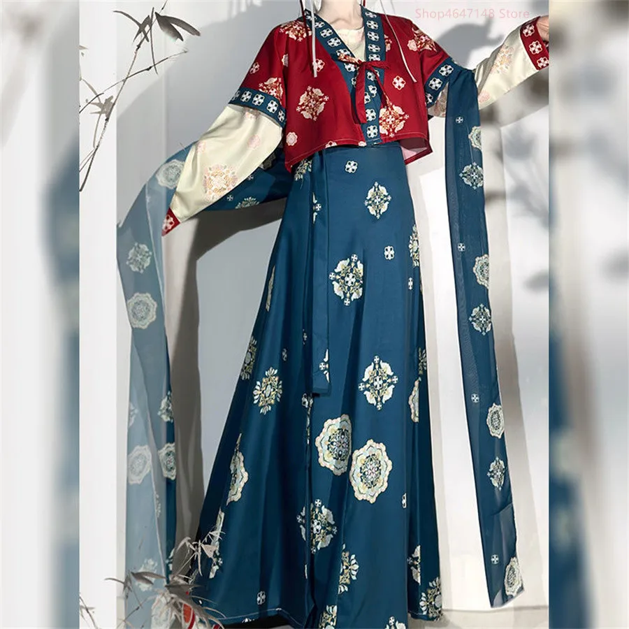 Китайское платье Hanfu женское традиционное вышитое карнавальное Tang танцевальное