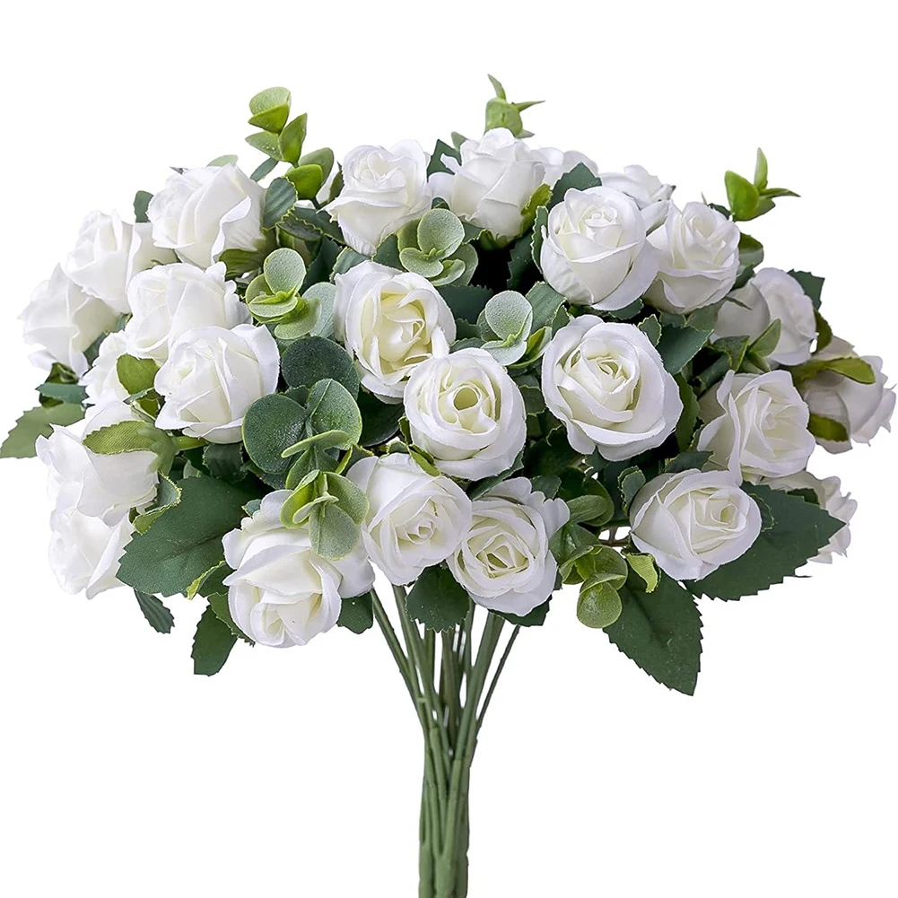 

Artificial Fake Flowers Silk Rose Peony Bunch Wedding Party Garden Home Decor Durable and Reusable White Color