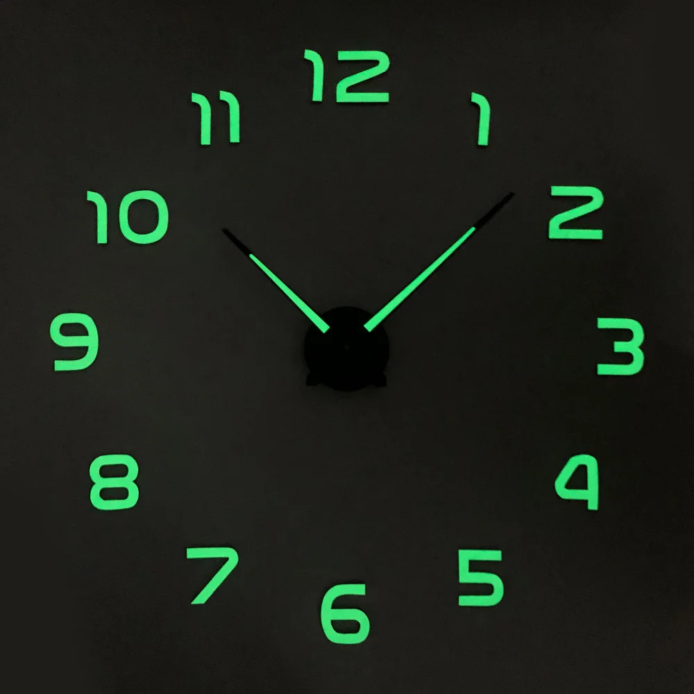 

Luminous Large DIY 3D Wall Clock Modern Design Acrylic Mirror Sticker Wall Watch Clocks Home Decor Nightlight Clock WithBackligt