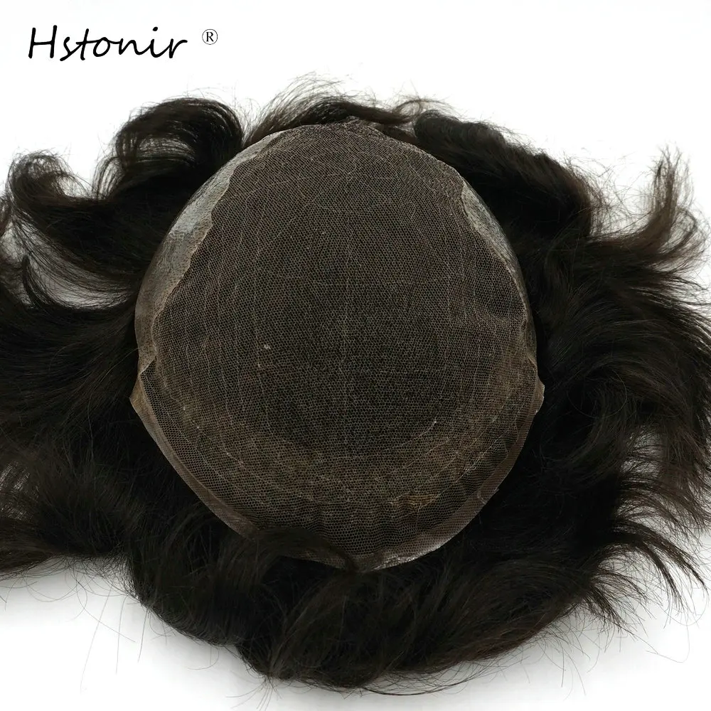 Парик Hstonir мужской на шнуровке капиллярный натуральный протез человеческие