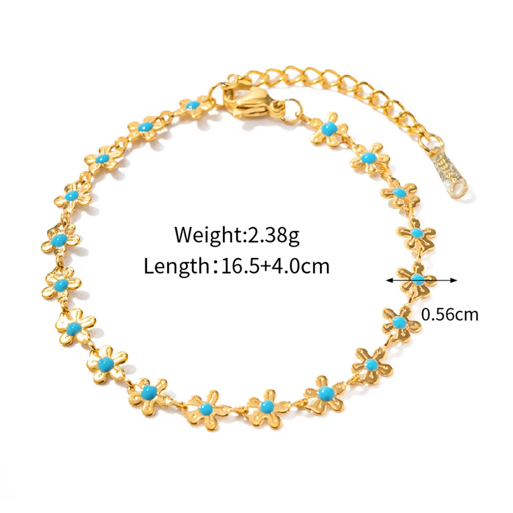 Цепочка Yori из нержавеющей стали синие капающие масляные цветы ожерелье