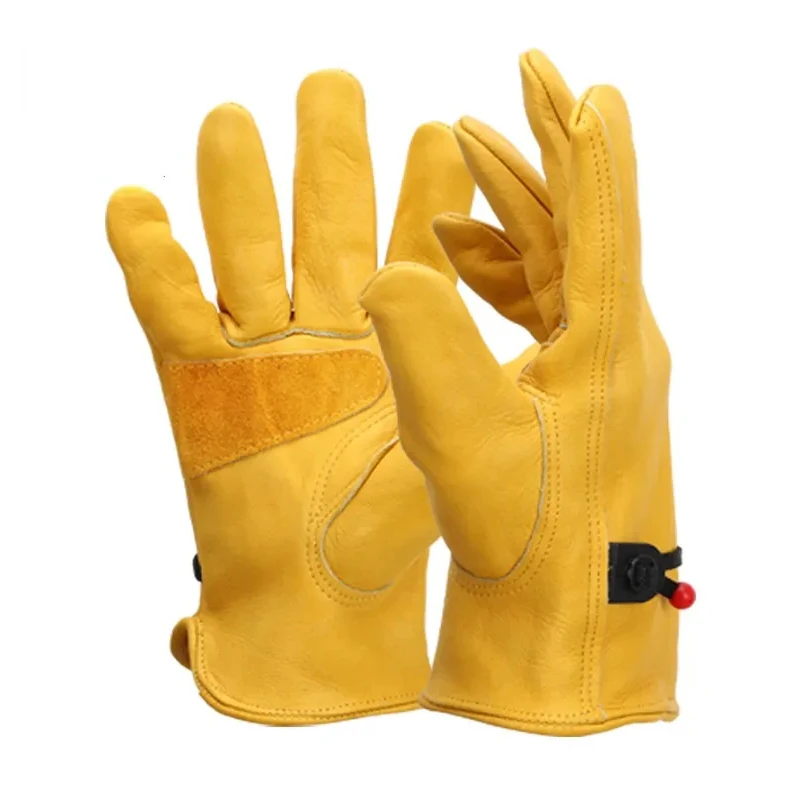 

1 Pair Work Gloves Cowhide Leather Workers Work Welding Safety Protection Garden Sports Motorcycle Driver Wear-resistant Gloves