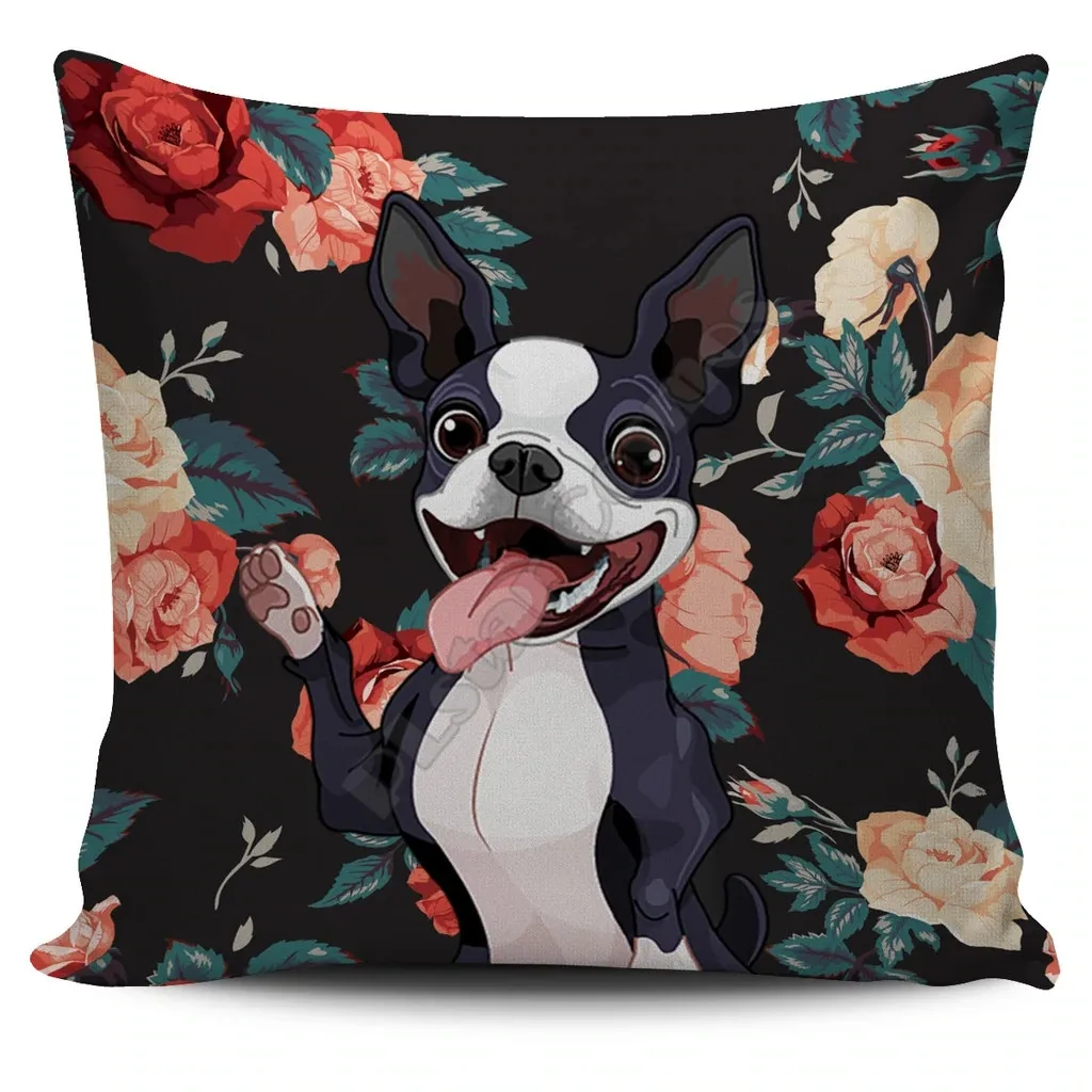 

Наволочка для подушки Boston Terrier, наволочки с 3D рисунком, наволочки для домашнего декора, 12 стилей
