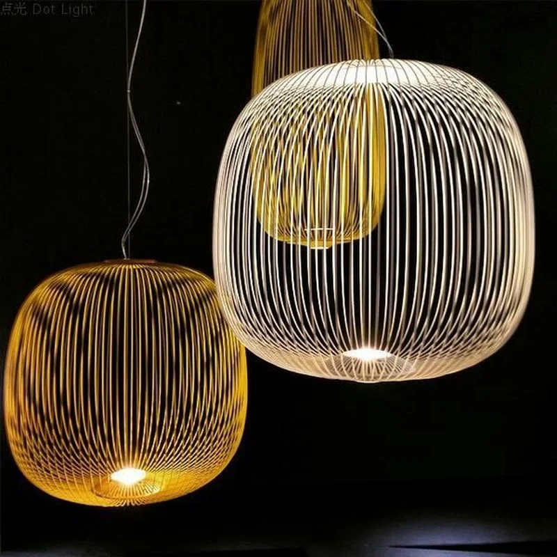 

Remote Foscarini Spokes 1/2 Chandeliers Lighting Modern Triac Dimmable LED Pendant Lamp Bird Cage lustre Hanging Light Fixtures