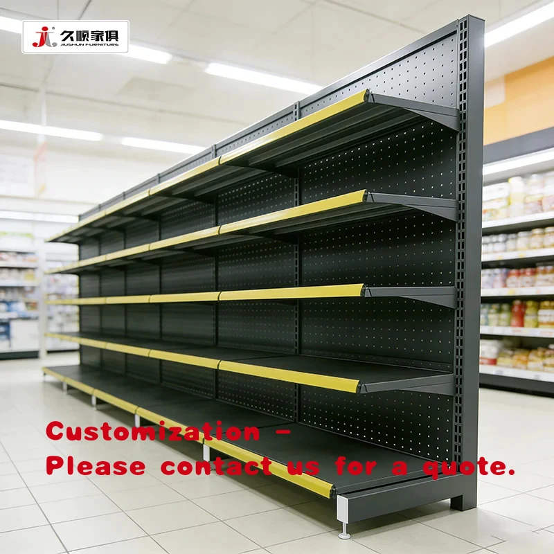 Фото Стеллажи для супермаркетов Custom.Jiushun Steel: односторонние, прочные, с регулируемыми полками, для склада и гаража №1