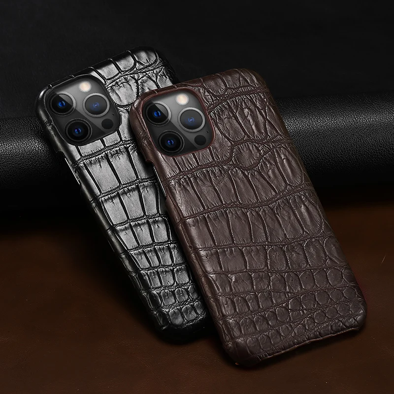 100% Natural Crocodile Leather Phone Case for iPhone 13 Pro Max 11 12 Pro Max 13 Mini XS Max XR SE 3 2022 SE 2020 Luxury Cover