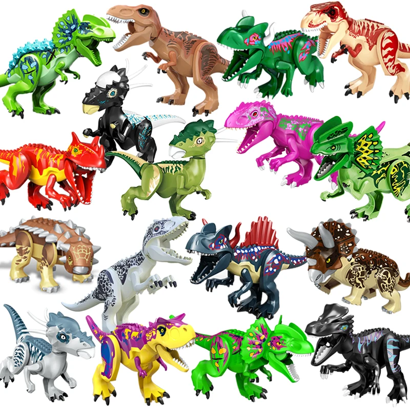 2022 NEW  Jurassic Dino World Ankylosaurus Mosasaur Building Blocks  World Dinosaur  Park  Figures   Toys For Children Gift