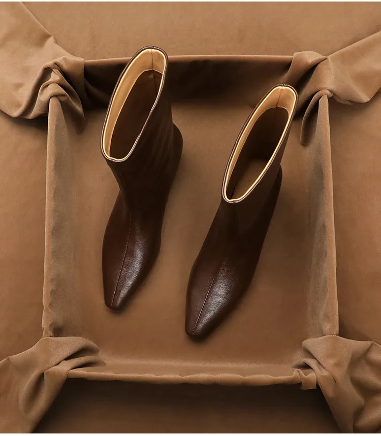 Женские ботинки SHOEBOX из натуральной кожи, облегающие, до середины икры, на меху, универсальные, с квадратным носком, новинка осень-зима (art.: 3920d8f2ccced) - 3920d8f2ccced