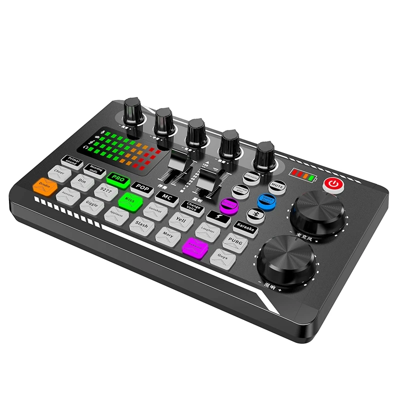 

Live External Sound Card, Bluetooth 5.0 Voice Changer, 16 Types of Sound Effects, 6 Modes Mixer for Phones, PC, Tablets