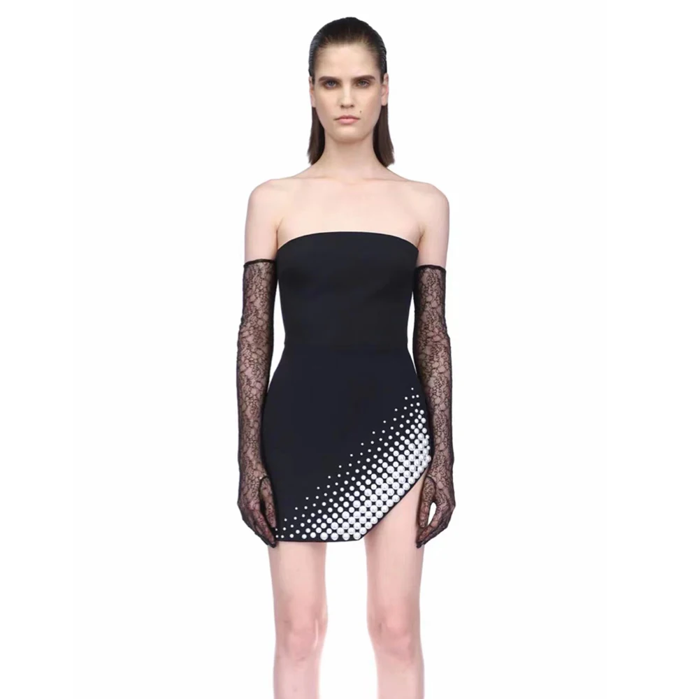 

Женское Бандажное платье, новинка 2022, сексуальная облегающая одежда без рукавов с бисером, Элегантные мини-платья для клуба
