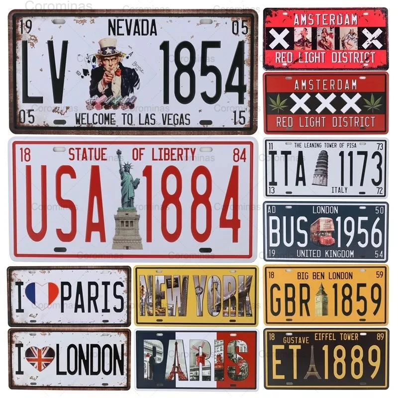 

Американский номерной знак для автомобиля, металлический жестяной знак в Париже, для бара, паба, кафе, Декор