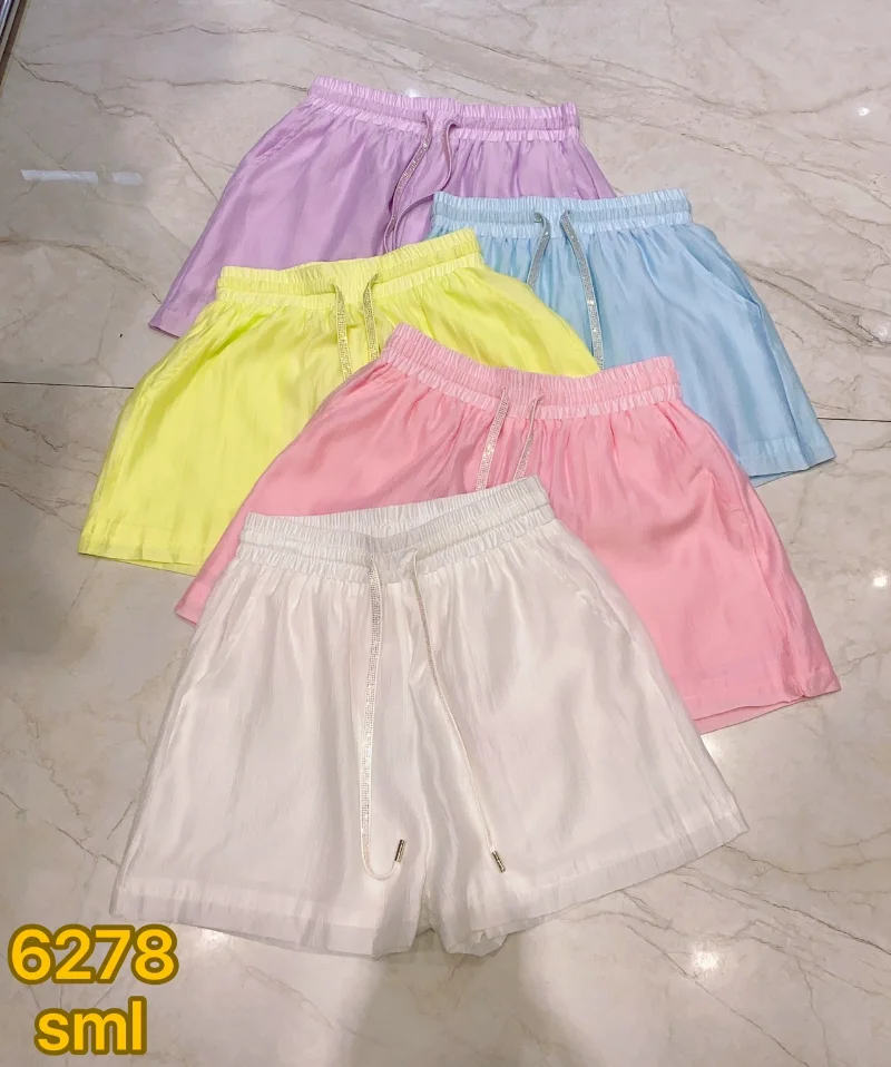Candy Color Silk Thin Shorts For Women's Clothing 2023 Summer New High Waist Wide Leg Pants Casual Pants Short Pants Streetwear