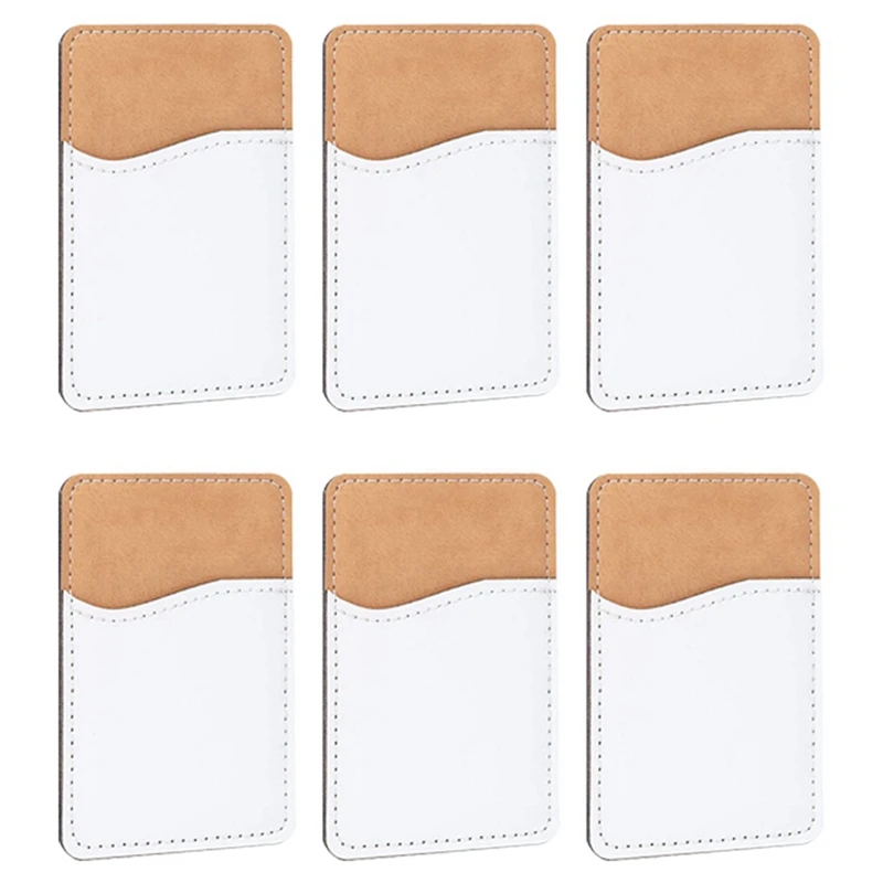 

6Pcs Sublimation Blank Leather Mobile Wallet Plastic Bag Mobile Phone Holder Card Sticker Mobile Phone Case Wallet Case