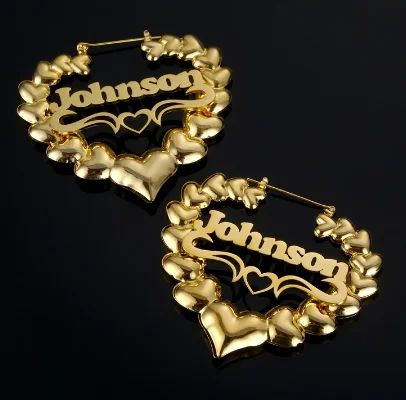 HHIYONG Custom Name Earrings Girls Love Aesthetic Daily Simple Jewelry for Women Pierced Earrings